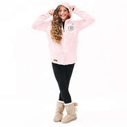pink blush monogrammed sherpa pullover with hoodie