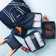 boys navy packing bag set with matching monogrammed weekend bag