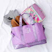Tie dye packing bag with lilac weekender