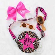 personalized cheetah star crossbody bag with accessories