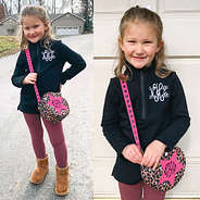 girls monogrammed cheetah star crossbody outfit