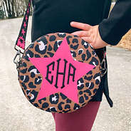 girls monogrammed cheetah bag with star