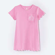 monogrammed kids scalloped dress in carnation