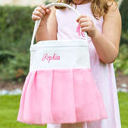 girls pink tutu easter basket with name monogram