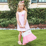 girls monogrammed easter basket with pink dress