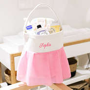 baby nursery basket with diaper supplies