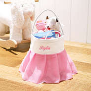 girls playroom tutu basket with toys