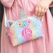 rainbow glitter unicorn crossbody