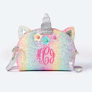 monogrammed kids unicorn crossbody