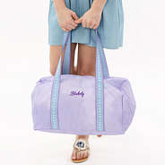 personalized lavender activity bag in hands