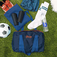 personalized boys navy activity bag with sports gear