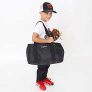 baseball player with black kids activity bag