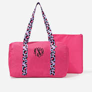 monogrammed kids activity bag in hot pink