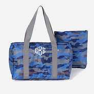 monogrammed kids activity bag in blue camo
