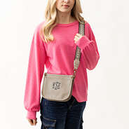 grey taupe saddlebag over the shoulder