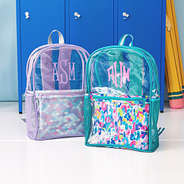 mermaid magic and watercolor cheetah monogrammed clear backpacks