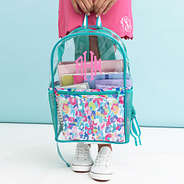 watercolor cheetah clear backpack in hands