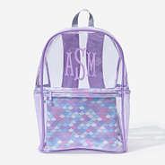 monogrammed clear backpack in mermaid magic