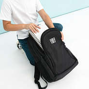 black sp25 backpack with notebook