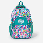 monogrammed backpack in watercolor cheetah