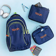 navy monogrammed backpack lunch box and essentials pouch