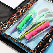 monogrammed binder pouch detail