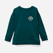 Monogrammed Kids Crewneck Sweatshirt in Deep Teal