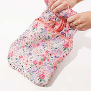 rolling up cinch bag into zipper compartment