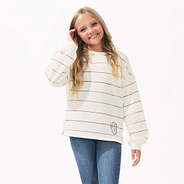 youth autumn stripes puff sleeve sweatshirt