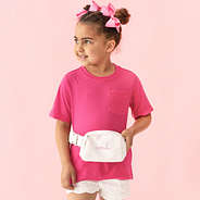 champagne kids belt bag around waist