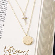 gold kids cross personalized necklace on bible