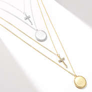 personalized kids cross necklace in gold and silver