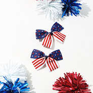 americana/flag girls hair bow set