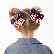 americana hair bow set in buns