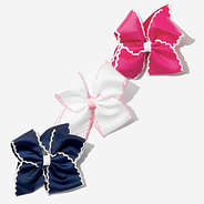 Girls Hair Bow Set in Navy/White/Pink