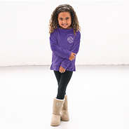 monogrammed kids softspun sweatshirt in purple on girl