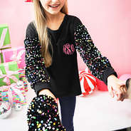 kids sequin sweatshirt on addie
