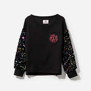 Monogrammed Kids Sequin Sweatshirt in Black