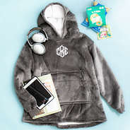 charcoal kids blanket hoodie flatlay