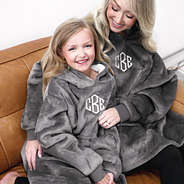 mom and me charcoal blanket hoodies