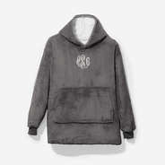 Monogrammed Kids Blanket Hoodie in Charcoal