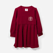 Monogrammed Kids Waffle Dress in Crimson