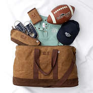 kids waxed canvas weekender spill shot