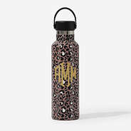 monogrammed kids water bottle in cheetah