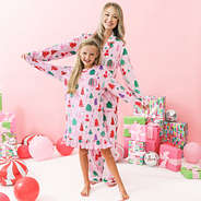mommy and me monogrammed pink wonderland nightgown and pajama set