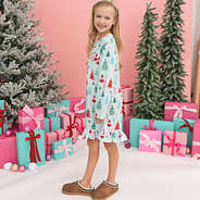 side of mint wonderland christmas kids nightgown