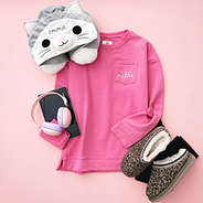 kids leopard print moccasins with monogrammed crewneck sweatshirt