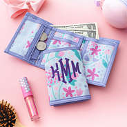 lavender blooms wallet unfolded