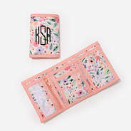 Personalized Kids Wallet in Coral Floral