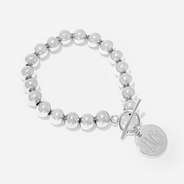 monogrammed girls ball bracelet in silver